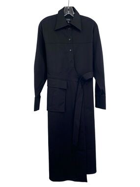 COS Belted Black Cotton Shirt Dress Size 10